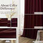 Guken 100% Blackout Curtains 90 Inch Length 2 Panels Set for Living Room Bedroom Back Tab Thermal Insulated Black Out Linen Drapes Room Darkening Window Curtains 90 Inches Long,Burgundy