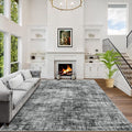8x10 Area Rugs Washable Rug: Modern Abstract Living Room Rug Soft Anti-Skid Thin Carpet Indoor Floor Non-Shedding Carpets for Bedroom Dining Room Farmhouse Nursery Home Office Black