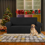 KEKUOU Stretch Loveseat Sofa Cover Slipcover,Couch Covers for 2 Cushion Couch Sofa (55"-78") Furniture Protector Sofa with Elastic Bottom for Kids,Dog. Jacquard Small Checked (Medium,Black)