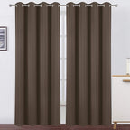 LEMOMO Chocolate Brown Thermal Blackout Curtains/52 x 84 Inch/Set of 2 Panels Room Darkening Curtains for Bedroom