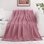 Dusty Pink Throw Blanket 108"×90" inches Gifts for Mom Fuzzy 3D Jacquard Decorative Flannel Fleece Super Soft Plush Cozy Blanket for Couch Sofa Chair Lightweight