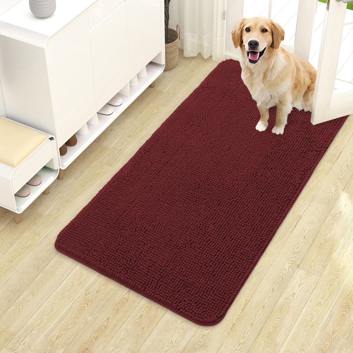 OLANLY Dog Door Mat for Muddy Paws 40x24, Super Absorbent Chenille Mud Mat