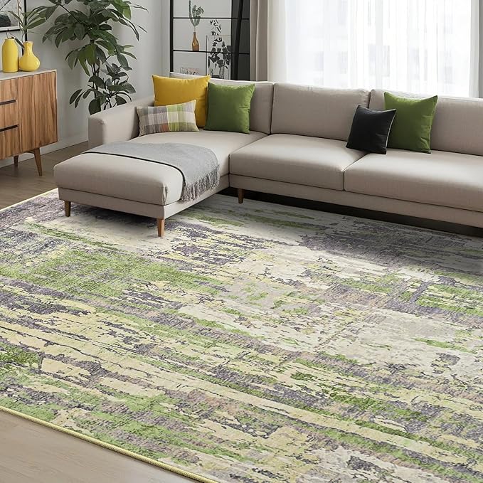 Toneed 4x6 Washable Non Slip Abstract Area Rugs for Bedroom Living Room