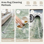 Soalmost Abstract Rug 8x12 Large Living Room Area Rugs Washable Green/Ivory