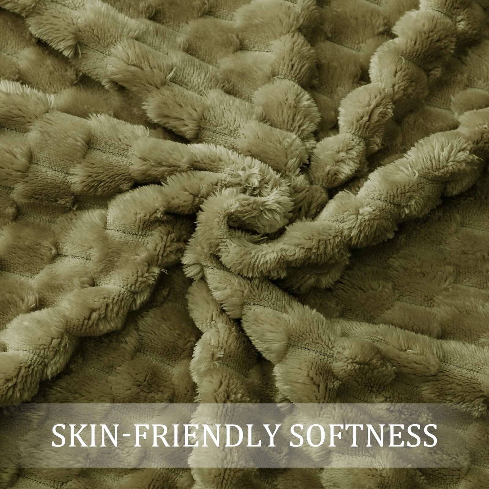 Exclusivo Mezcla 3D Fleece King Size Blanket for Bed, Olive Green