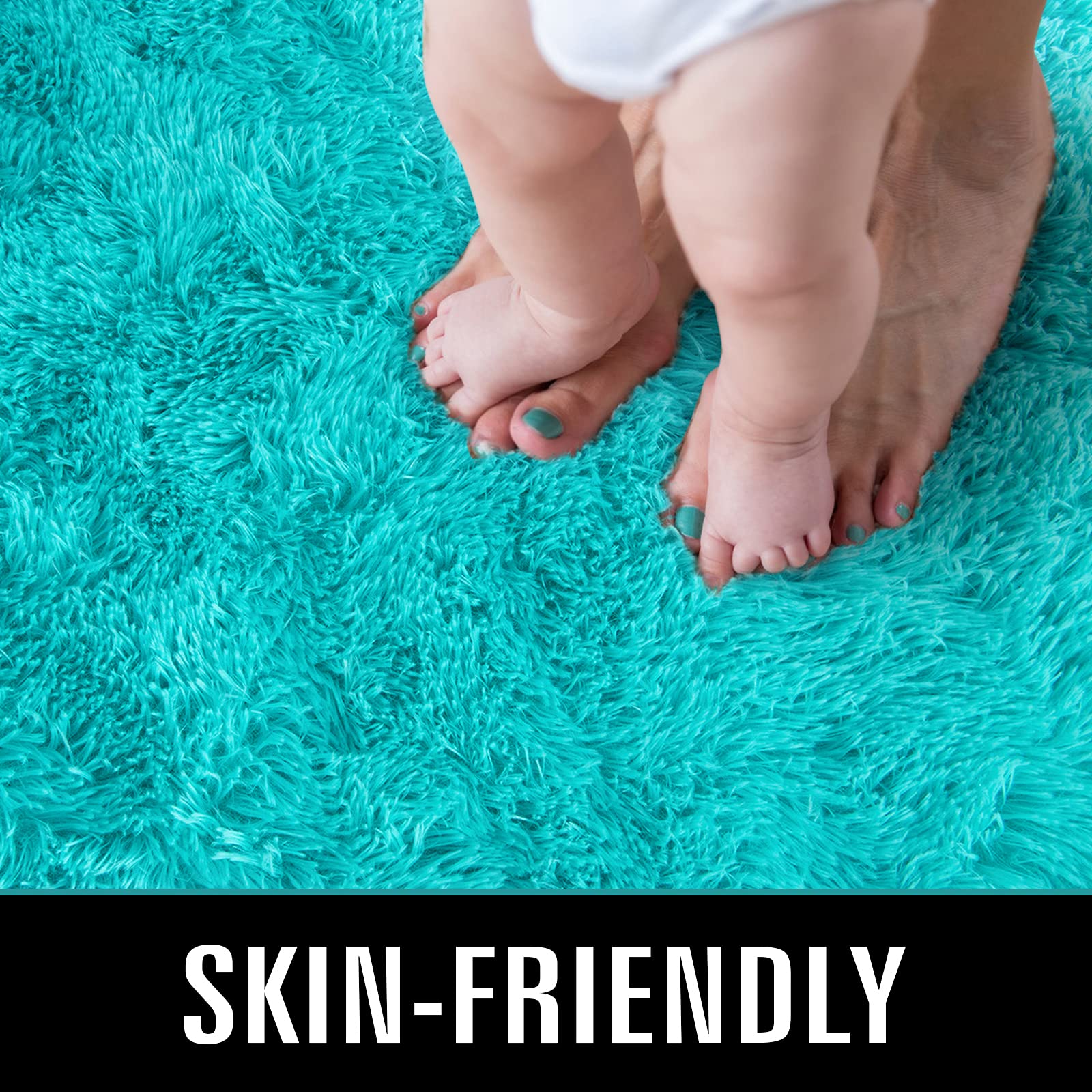 TWINNIS Super Soft Shaggy Rugs Fluffy Carpets, 5x8 Feet, Indoor Modern Plush Area Rugs for Living Room Bedroom Kids Room Nursery Home Decor, Upgrade Anti-Skid Rectangular Fuzzy Rug, Blue