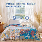 MSGKV Boho Throw Blanket for Couch Cotton Floral Blanket 50"x60" Throws for Sofa Chair Muslin Spring Breathable Lightweight Farmhouse Blankets Home Decor All Seasons