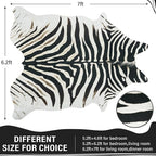 AROGAN Western Faux Fur Zebra Rug, 6.2x7 Feet Premium Animal Skin Print Rug, Sturdy Faux Zebra Hide Rugs for Wall Decor, Western Floor Carpet for Bedroom Living Room, Black and White