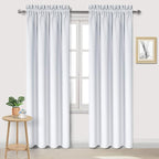DWCN Blackout Curtains for Bedroom – Thermal Insulated Energy Saving Drapes for Living Room, Greyish White, W 38 x L 84 Inch, Set of 2 Rod Pocket Curtain Panels
