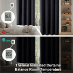 Simplebrand Ava Black Blackout Curtains for Bedroom, 78 Inch Length, 2 Panels Set, Privacy Thermal Insulated Rod Pocket Window Curtains for Patio, French Door, W40 x L78 Inch