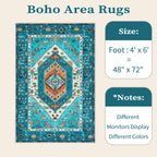 SERISSA 4x6 Washable Non Slip Boho Area Rug for Bedroom，Blue