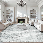 Rugflix 9x12 Area Rugs for Living Room, Washable Blue Grey Large Rug