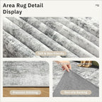 Abstract Rug 5x7 Machine Washable Area Indoor Grey White Low Pile Non-Slip Foldable Thin Accent Rugs for Bedroom Living Room Dining Room