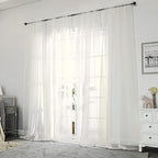 Chyhomenyc Ivory Sheer Curtains 108 Inch Long 2 Panels Set, Light Filtering Long Window Treatment Drapes for Living Room Bedroom Canopy, Each 42Wx108L inches, 9 Feet L, Set of 2, Ivory