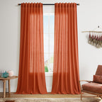 Nanspring Mist Sage Linen Curtains Semi Sheer 96 Inches Long 2 Panels Set for Living Room Back Tab Rod Pocket Light Filtering Drape for Bedroom Modern Farmhouse Coastal Decor Protect Privacy 52x96 — 기타