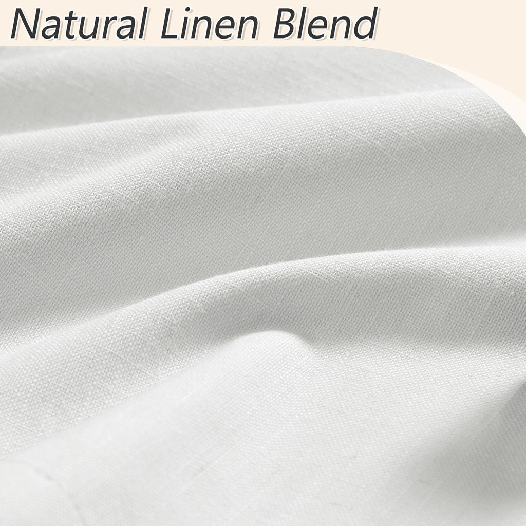 Guken White 100% Blackout Linen Curtains 52 Inch Wide by 118 Inch for Living Room Bedroom Back TabRod Pocket Thermal Insulated Black Out Linen 2 Drapes Room Darkening Window Curtains