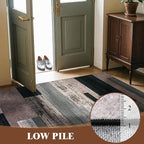 LIANLAM 4x6 Washable Area Rugs for Living Room and Bedroom, Vintage Checkered Pattern Non-Slip Carpet, Stain Resistant Low Pile Soft Rug for Dining Room,Office,Nursery,Kids Room(4x6,Chocolate)