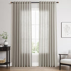 Silver Grey Linen Back Tab Curtains 84 Inch Length for Bedroom Neutral Modern Farmhouse Window Privacy Semi Sheer Linen Drapes Rustic Pinch Pleated Look Curtain for Living Room 52x84,2 Panel