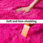 Soft Shag Runner Rugs for Girls Bedroom, 2x6 Hot Pink Fluffy Throw Area Rug Non Slip for Hallways Kids Bedside Dorm, Long Shaggy Furry Carpet for Nursery Living Room