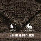 Exclusivo Mezcla Soft Waffle Fleece Bed Blanket King Size, Coffee