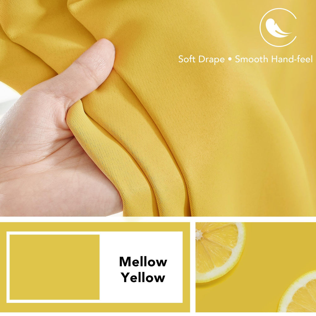 Deconovo Rod Pocket and Back Tab Blackout Curtains for Living Room Thermal Insulated Room Darkening Curtains 42Wx95L Inch Mellow Yellow 2 Panels
