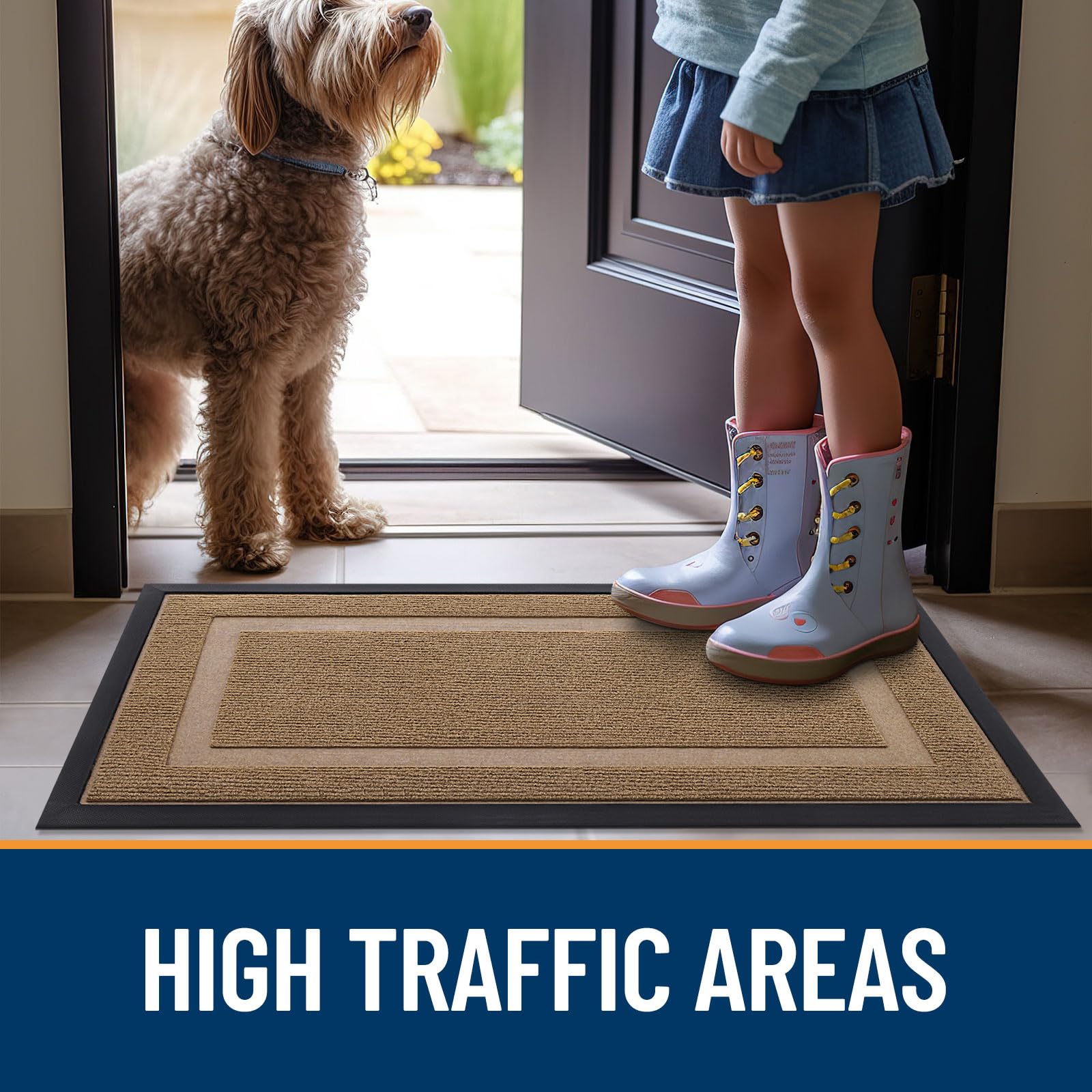 OLANLY Front Door Mat Outside 29.5x17, All-Season Heavy-Duty Rubber Doormat
