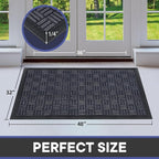 Mibao Front Door Mat, Heavy Duty Durable Welcome Mat for Outdoor Indoor, Dirt Trapper Waterproof Super Absorbent Door Mat for Entryway Outside Patio Porch, 47" x 24", Navy