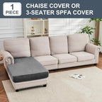Couch Cover Velvet Chaise Cushion Cover for Sectional Sofas - Elastic L-Shaped Sofa Seat Covers Washable, Slipcover Protector (1-Piece, Grey)