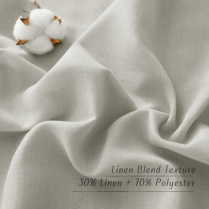 NICETOWN Thick Linen Gray Curtains 63 inches Long, Eyelet Top Privacy Assured with Light Filtering Drapes Flax Linen Blend Window Treatments for Bedroom, W55 x L63, 2 PCs