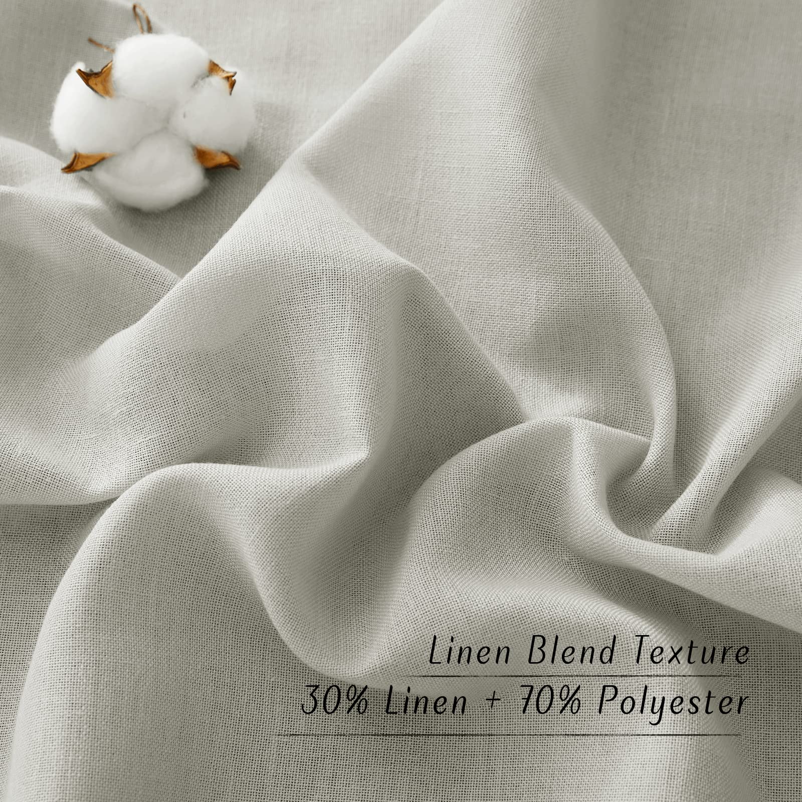 NICETOWN Linen Flax Semi Sheer Curtains 92" Length, Grommet Window Treatments Privacy Added with Light Penetration Vertical Drapes for Loft/Home Office, Gray, W55 x L92, 2 Panels