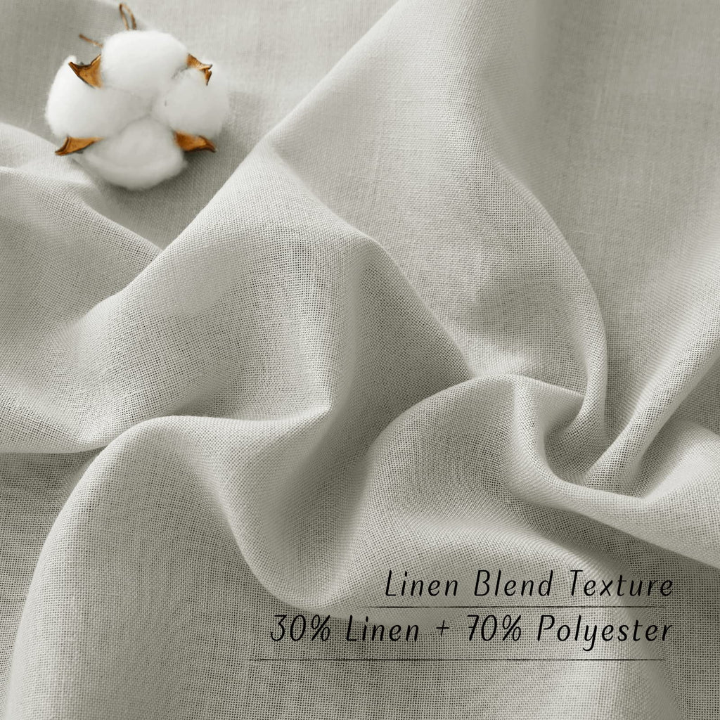 NICETOWN Linen Flax Semi Sheer Curtains 94" Length, Grommet Window Treatments Privacy Added with Light Penetration Vertical Drapes for Loft/Home Office, Gray, W55 x L94, 2 Panels