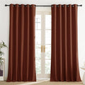 NICETOWN 100% Absolutely Blackout Linen Curtains with Thermal Insulated Liner, 62" Wide, 2 Panels, 108" Long Drapes, Grommet Retro Burnt Orange Linen Curtains Vertical Drapes Privacy for Bedroom