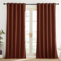 NICETOWN 100% Absolutely Blackout Linen Curtains with Thermal Insulated Liner, 62" Wide, 2 Panels, 120" Long Drapes, Grommet Retro Burnt Orange Linen Curtains Vertical Drapes Privacy for Bedroom