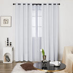 Deconovo Room Darkening Curtains for Living Room, Thermal Insulated Noise‑Reducing Drapes, Wave Dots Foil Print, 52 x 84 Inch Length, 2 Panels, Machine‑Washable Privacy Window Curtain for Bedroom