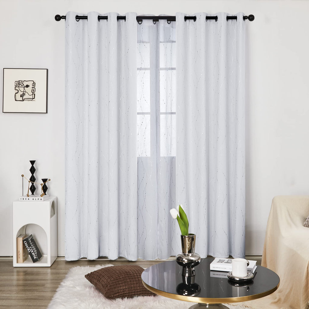 Deconovo Living Room Curtains 95 Inches Long, Blackout Curtains for Bedroom