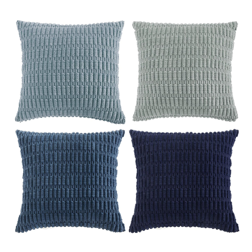 Fancy Homi 4 Packs Decorative Throw Pillow Covers for Living Room Couch Bed, Modern Farmhouse Boho Home Décor Accent Cushion Case, 24" x 24", Blue Series
