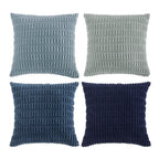 Fancy Homi 4 Packs Decorative Throw Pillow Covers for Living Room Couch Bed, Modern Farmhouse Boho Home Décor Accent Cushion Case, 24" x 24", Blue Series
