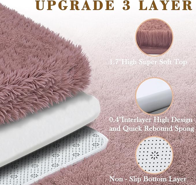 Area Rugs 9x12 Living Room, Shaggy Carpet Soft Plush Furry Bedside Rug Large Area Rugs for Bedroom Kids Girls Boys Home Decor Anti Slip(9 x 12, Blush)