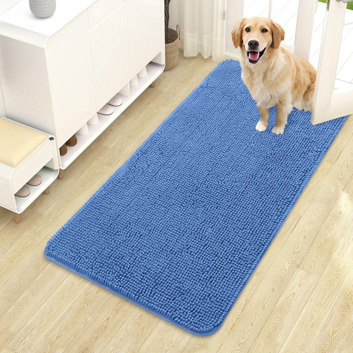 OLANLY Dog Door Mat for Muddy Paws 44x24, Super Absorbent Chenille Mud Mat