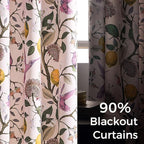Topfinel Floral Curtains 84 Inch Length 2 Panels Set Pink Spring French Country Coquette Flower Hummingbird Blush Pink Blackout Curtains Preppy Nursery Girls Bedroom Aesthetic Living Dining Room