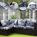 8Pcs Outdoor Cushion Covers, Patio Cushion Covers,Stretch Elastic Slipcovers, Replacement Washable & Reusable Furniture Protector for Patio Couch (Grey Flower-Pattern,Cover Only)
