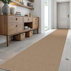 KOZYFLY Extra Long Runners for Hallways 2.6x18 ft Washable Kitchen Runner Non Slip Rubber Backed Hallway Rug Cotton Entryway Runner Rug Floor Carpet for Indoor Hall, Kitchen, Stair, Tan/Orange/Brown