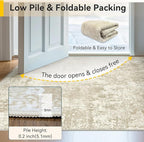 RELEANY Washable 6'x9' Abstract Area Rug for Living Room Cream Beige