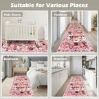 Pink Rug for Hallways Kitchen Rug 2x6, Non Slip Washable Rugs with Rubber Backing Soft Floral Carpet Runner for Hallways, Kitchen, Laundry, Bedroom, Bathroom (Pink Garden, 2 x 6)