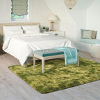 Goideal Fluffy Rug for Bedroom Living Room, 5x7 Green Area Rugs, Faux Fur Shag Modern Carpet Ultra Soft Girls Boys Room Home Decor, Tie-Dyed