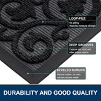 Smiry Welcome Door Mat Outside Entrance, Heavy Duty Trap Dirt and Moisture Easy Clean Low Profile Patio Porch Indoor Outdoor Front Doormat for Entry, 47x32 Inch, Black