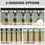 MIULEE 100% Blackout Linen Curtains 42 x 72 Inch Sage Green 2 Panels