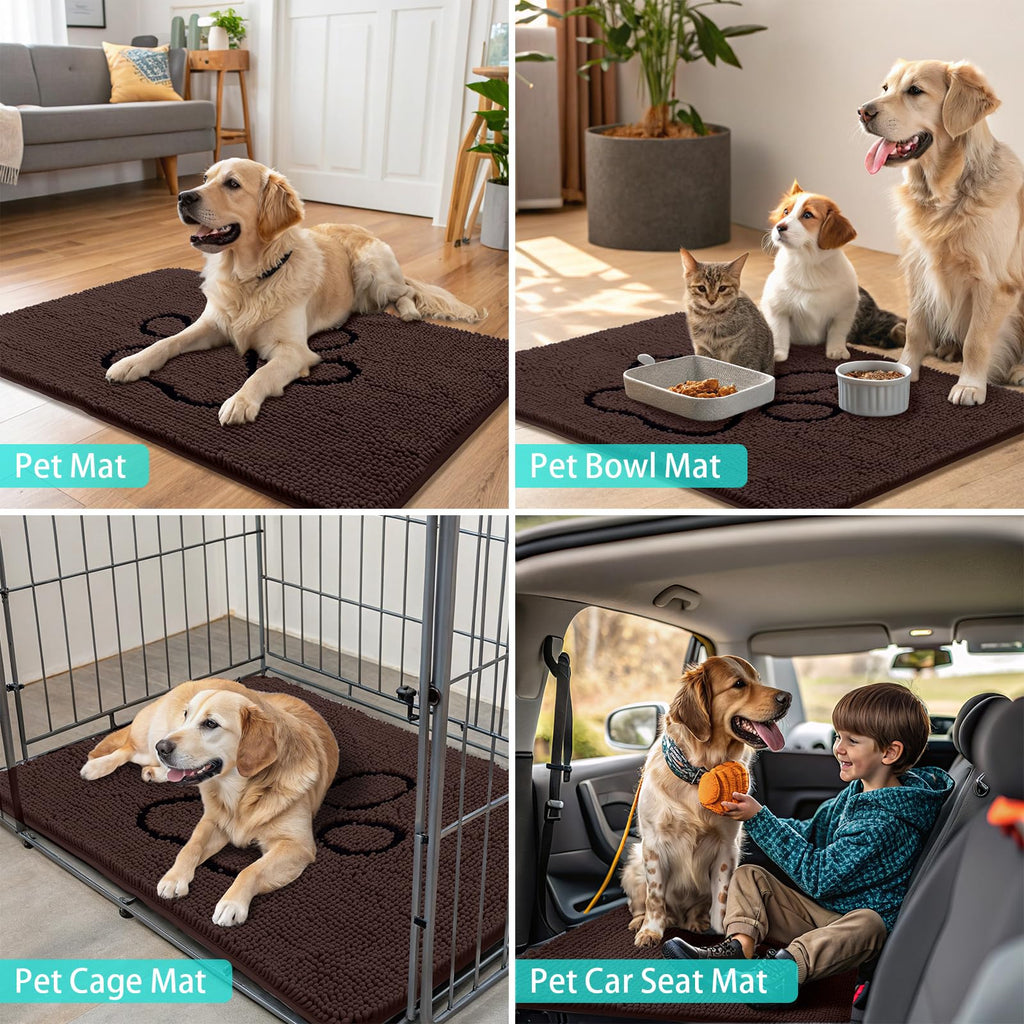 Smiry Dog Door Mat for Muddy Paws, Absorbent Non Slip Dirt Trapper, 36x24