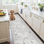 Grey Rug for Hallways Kitchen Rug 2x8, Non Slip Washable Rugs with Rubber Backing Soft Floral Carpet Runner for Hallways, Kitchen, Laundry, Bedroom, Bathroom (2 x 8, Grey)