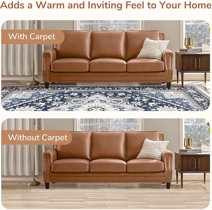 OPPODREAM Soft Area Rugs 6x9, Persian-Inspired Washable Rug, Blue & Gold